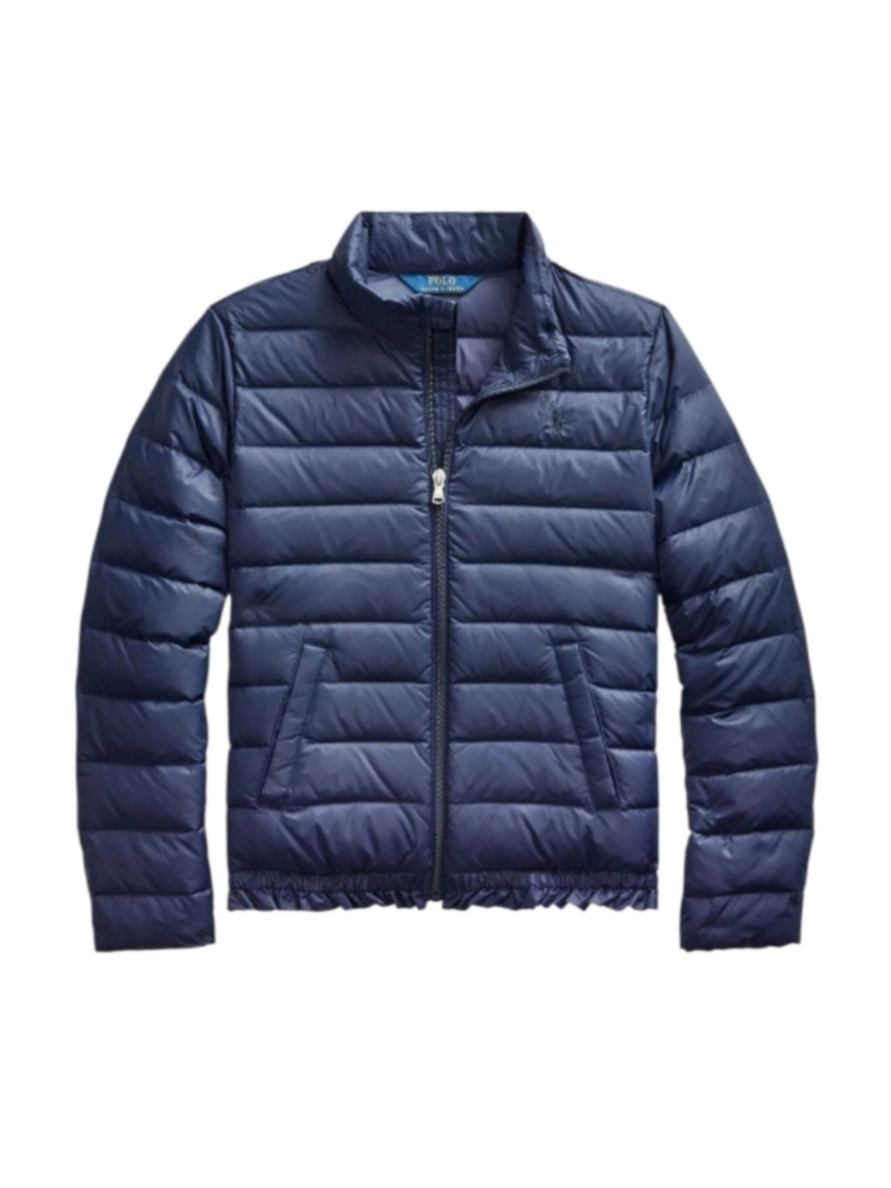 Polo Ralph Lauren Navy Ruffle Hem Quilted Down Puffer Coat Jacket Girls Lrg